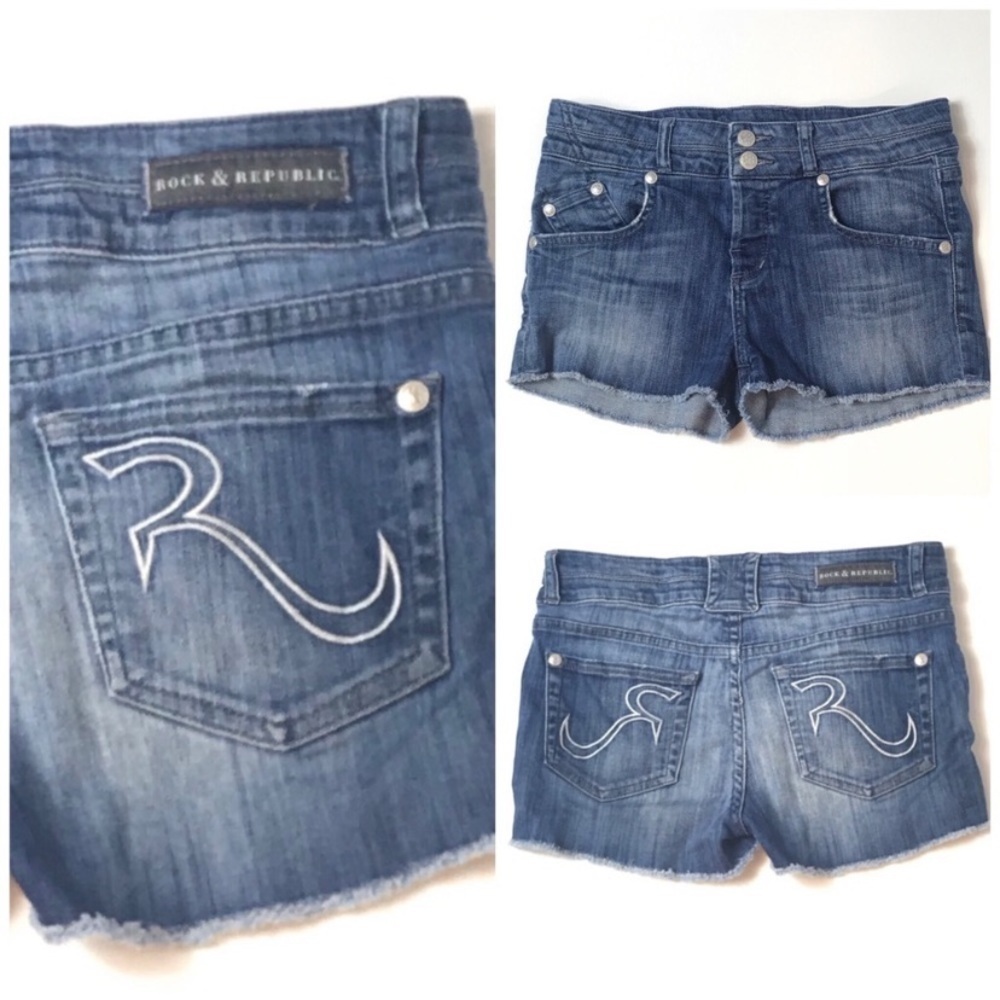ROCK & REPUBLIC Distressed Jean Shorts